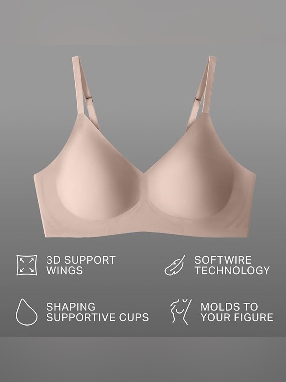 NWT sz M Eby Relief Bra nude tan wireless adjustable straps